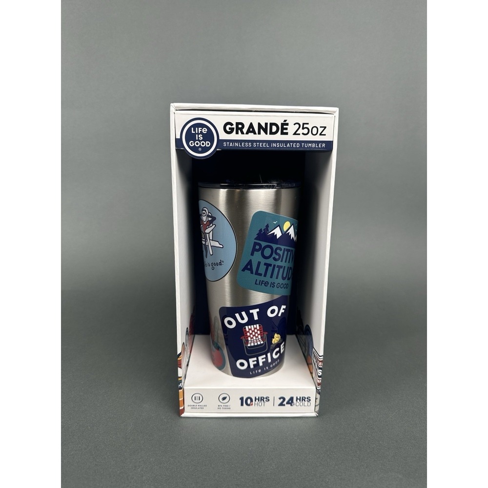 Life Is Good 25 oz Stainless Steel Tumbler Stickers NEW